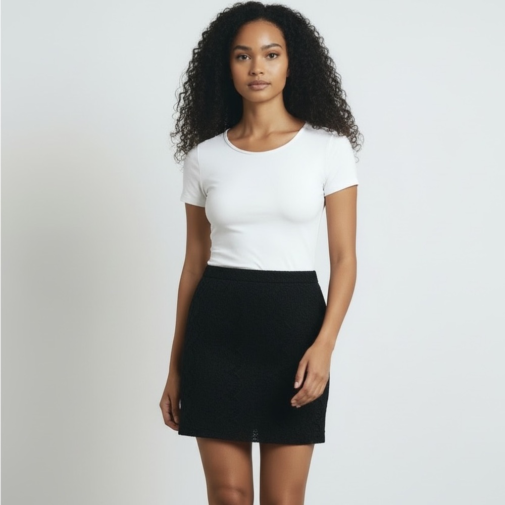 J.Crew Black Lace Mini Skirt Full Lined Size 2